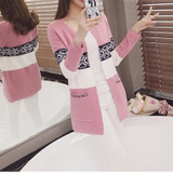 2017 New Autumn Long Woman Cardigan Sweater Slim Long Sleeve Womens Cardigans Sweaters Striped Fashion Women Sweater Poncho