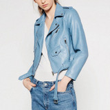2017 New Autumn Fashion Street Women's Short Washed PU Faux Leather Jackets Coat Zipper Bright Colors New Ladies Basic Jackets