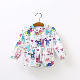 2017 New Autumn Baby Coat And Jacket For Girl Cartoon Graffiti Hooded Windbreaker For Girls Full Sleeve Toddler Outerwear