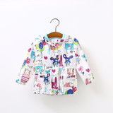 2017 New Autumn Baby Coat And Jacket For Girl Cartoon Graffiti Hooded Windbreaker For Girls Full Sleeve Toddler Outerwear