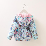 2017 New Autumn Baby Coat And Jacket For Girl Cartoon Graffiti Hooded Windbreaker For Girls Full Sleeve Toddler Outerwear