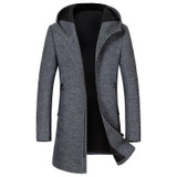 2017 new autumn and winter style men woolen coat fashion business casual hooded slim men's solid wool windbreaker jacket M-3XL