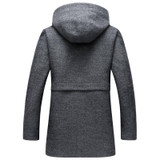 2017 new autumn and winter style men woolen coat fashion business casual hooded slim men's solid wool windbreaker jacket M-3XL