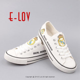 2017 New arrived fans club print canvas shoes logo white low top graffiti leisure shoes football logo customization shoes boys
