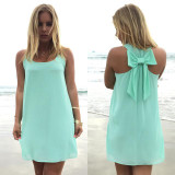 2017 new arrivals summer dress chiffon fashion bow women beach dress female