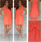 2017 new arrivals summer dress chiffon fashion bow women beach dress female