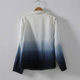 2017 New Arrival Women Tops Fashion Lady Shirt Long Sleeve V Neck Gradient Color Casual Blouses Streetwear Plus Size Blouses