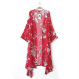 2017 New Arrival Women Stylish elegant and romantic Fashion All Seasons Chiffon Kimono Cardigan Plus Size Red Shawl Blouses