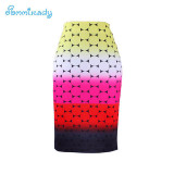 2017 new arrival Women pencil skirts blue flower print bodycon lady midi saia fashion faldas mujer girls bodycon bottoms