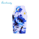 2017 new arrival Women pencil skirts blue flower print bodycon lady midi saia fashion faldas mujer girls bodycon bottoms