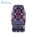 2017 new arrival Women pencil skirts blue flower print bodycon lady midi saia fashion faldas mujer girls bodycon bottoms