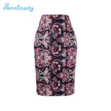 2017 new arrival Women pencil skirts blue flower print bodycon lady midi saia fashion faldas mujer girls bodycon bottoms