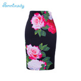 2017 new arrival Women pencil skirts blue flower print bodycon lady midi saia fashion faldas mujer girls bodycon bottoms