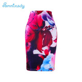 2017 new arrival Women pencil skirts blue flower print bodycon lady midi saia fashion faldas mujer girls bodycon bottoms