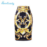2017 new arrival Women pencil skirts blue flower print bodycon lady midi saia fashion faldas mujer girls bodycon bottoms