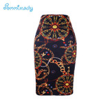 2017 new arrival Women pencil skirts blue flower print bodycon lady midi saia fashion faldas mujer girls bodycon bottoms