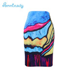 2017 new arrival Women pencil skirts blue flower print bodycon lady midi saia fashion faldas mujer girls bodycon bottoms
