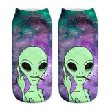 2017 New arrival Women Low Cut Ankle Socks Funny Aliens 3D Printing Sock Cotton Hosiery Printed Sock