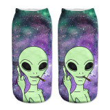 2017 New arrival Women Low Cut Ankle Socks Funny Aliens 3D Printing Sock Cotton Hosiery Printed Sock