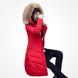 2017 new arrival winter long jacket women solid color slim wadded coat female large fur collar thick warm quality parka ok448