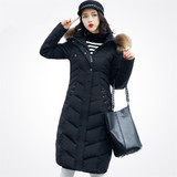 2017 new arrival winter long jacket women solid color slim wadded coat female large fur collar thick warm quality parka ok448