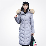 2017 new arrival winter long jacket women solid color slim wadded coat female large fur collar thick warm quality parka ok448