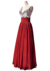 MisShow Cheap V Neck Silver Sequin Burgundy Bridesmaid Dresses Under $50 For Wedding Party Gowns 5 Colors Long Prom Dresses