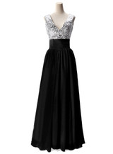 MisShow Cheap V Neck Silver Sequin Burgundy Bridesmaid Dresses Under $50 For Wedding Party Gowns 5 Colors Long Prom Dresses