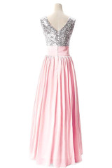 MisShow Cheap V Neck Silver Sequin Burgundy Bridesmaid Dresses Under $50 For Wedding Party Gowns 5 Colors Long Prom Dresses