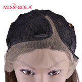 Miss Rola Wigs Synthetic Hair Medium Long Kanekalon Lace Frontal Wigs For Black Women 14inch 4/27# Brown Straight Hair Wigs