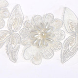 Misaya 1yard White Embroidery Lace Sequin Fabric With Pearl Jacquard Ribbon Lace Fabric,DIY Sun Flower Manual Wedding Lace Trim