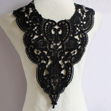 Misaya 1pc Lace Collar Off White &amp; Black Beautiful Flower and Heart Venise Lace Applique Trim, Lace Fabric Sewing Supplies