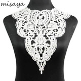 Misaya 1pc Lace Collar Off White &amp; Black Beautiful Flower and Heart Venise Lace Applique Trim, Lace Fabric Sewing Supplies
