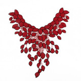 Misaya 1pc Embroidery Red Leaves Collar Lace Polyester Fabric,DIY Handmade Collar Lace Fabrics For Sewing Collar Crafts