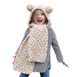 MIOIM New 2017 Winter Warm Hat Scarf Baby Double Pompom Balls Ear Hat Baby Girls Boys Thick Knitted Beanies Scarves Sets Kids 3