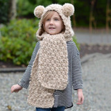 MIOIM New 2017 Winter Warm Hat Scarf Baby Double Pompom Balls Ear Hat Baby Girls Boys Thick Knitted Beanies Scarves Sets Kids 3