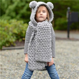 MIOIM New 2017 Winter Warm Hat Scarf Baby Double Pompom Balls Ear Hat Baby Girls Boys Thick Knitted Beanies Scarves Sets Kids 3