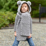 MIOIM New 2017 Winter Warm Hat Scarf Baby Double Pompom Balls Ear Hat Baby Girls Boys Thick Knitted Beanies Scarves Sets Kids 3