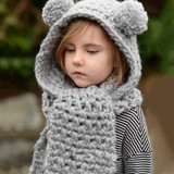 MIOIM New 2017 Winter Warm Hat Scarf Baby Double Pompom Balls Ear Hat Baby Girls Boys Thick Knitted Beanies Scarves Sets Kids 3