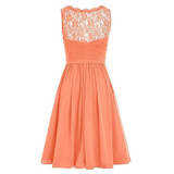 Mint Green Wedding Party Dress 2017 Ruffles Padded Knee Length Lace Party Gowns Chiffon Short Coral Purple Bridesmaid Dress