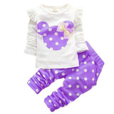 Minnie Mickey Printed Clothing Girl Baby Sets Long Sleeve Cotton Toddler Baby Girl Clothes T-Shirt+Pant 2 PCS Sets