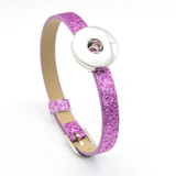 Metal Snap Button 18mm Glitter Leather Bracelet Charms Interchangeable Buttons Jewelry Fashion 2017