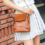 Metal Ring Shoulder Bag For Women Suede Chain Crossbody Bag Vintage Leather Bags Women Handbags Famous Brands Mochilas Femininas