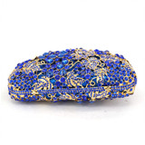 Metal Clutch Bag Grape Vine blue Crystal Evening Bags Hollow Out Rhinestones Handbags Wedding Clutches Purse Women Purses 88173C