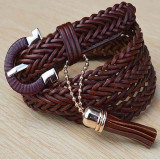 Metal buckle designer genuine leather belt for women bell stopper gold chain belt tassel for girls kids luxury belt women 2016