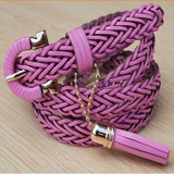 Metal buckle designer genuine leather belt for women bell stopper gold chain belt tassel for girls kids luxury belt women 2016
