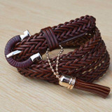 Metal buckle designer genuine leather belt for women bell stopper gold chain belt tassel for girls kids luxury belt women 2016