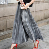 2017 New Women Metallic Silver Gold Skirt Long Skirt Elastic High Waist Metallic Pleated Skirt Party Club Ladies Saia Fenimias