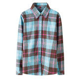 2017 New Women loose blouses thick warm cotton long-sleeved blouse 100%cotton flannel plaid shirt Women Tops plus size 21 colors