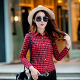 2017 New Women loose blouses thick warm cotton long-sleeved blouse 100%cotton flannel plaid shirt Women Tops plus size 21 colors